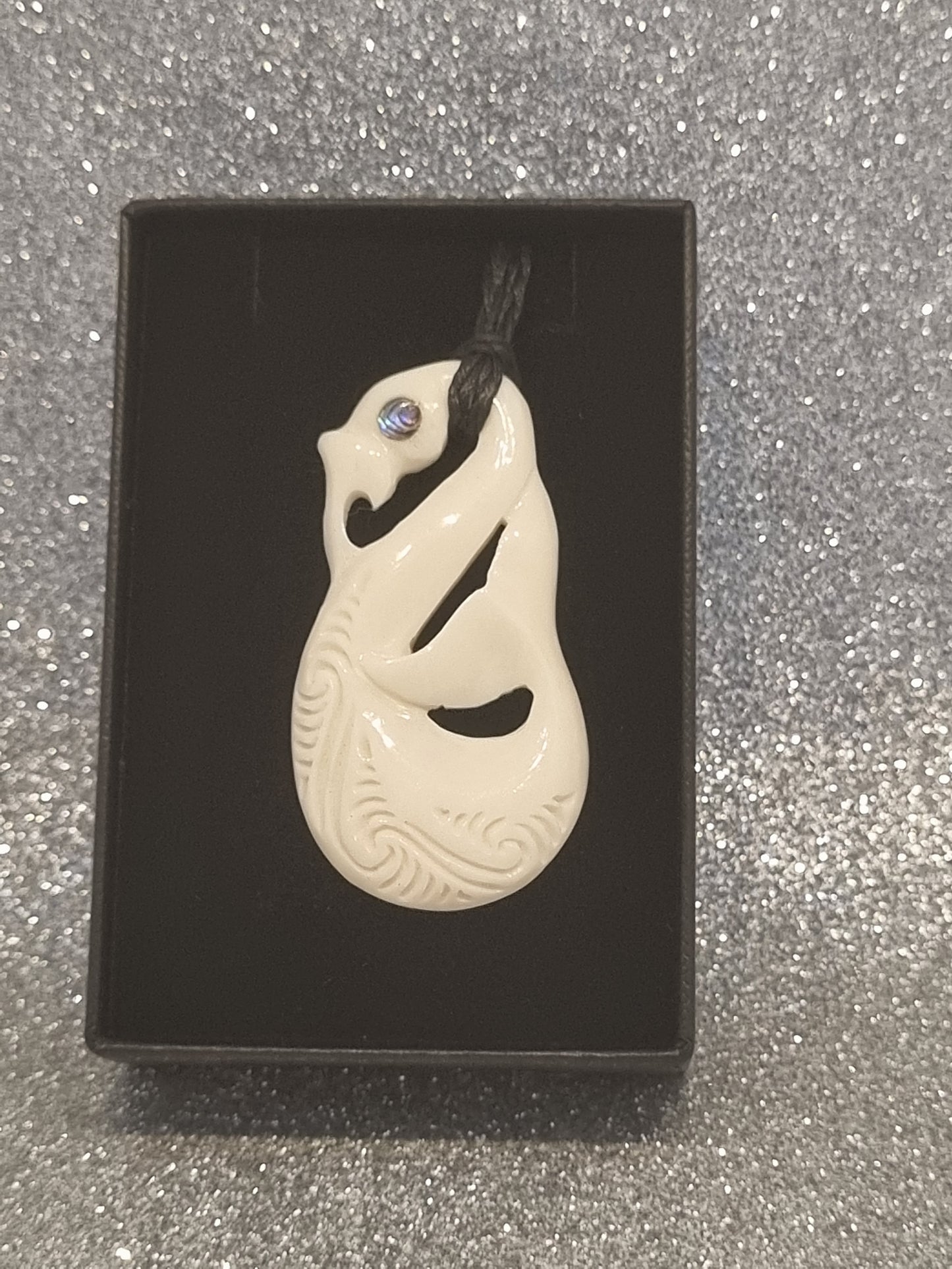Manaia Bone Carving with Paua (Small)