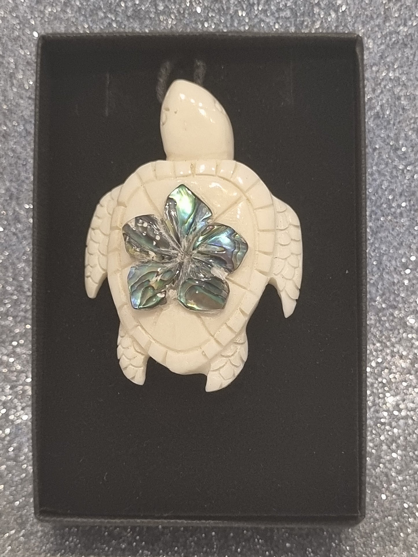 Turtle Bone Carving with Paua (Small)