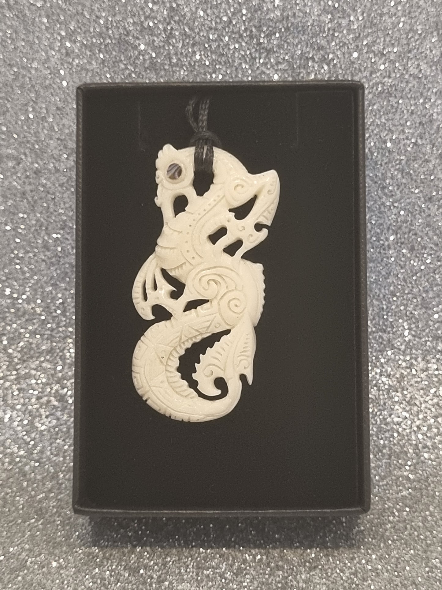 Manaia Bone Carving with Paua (Small)