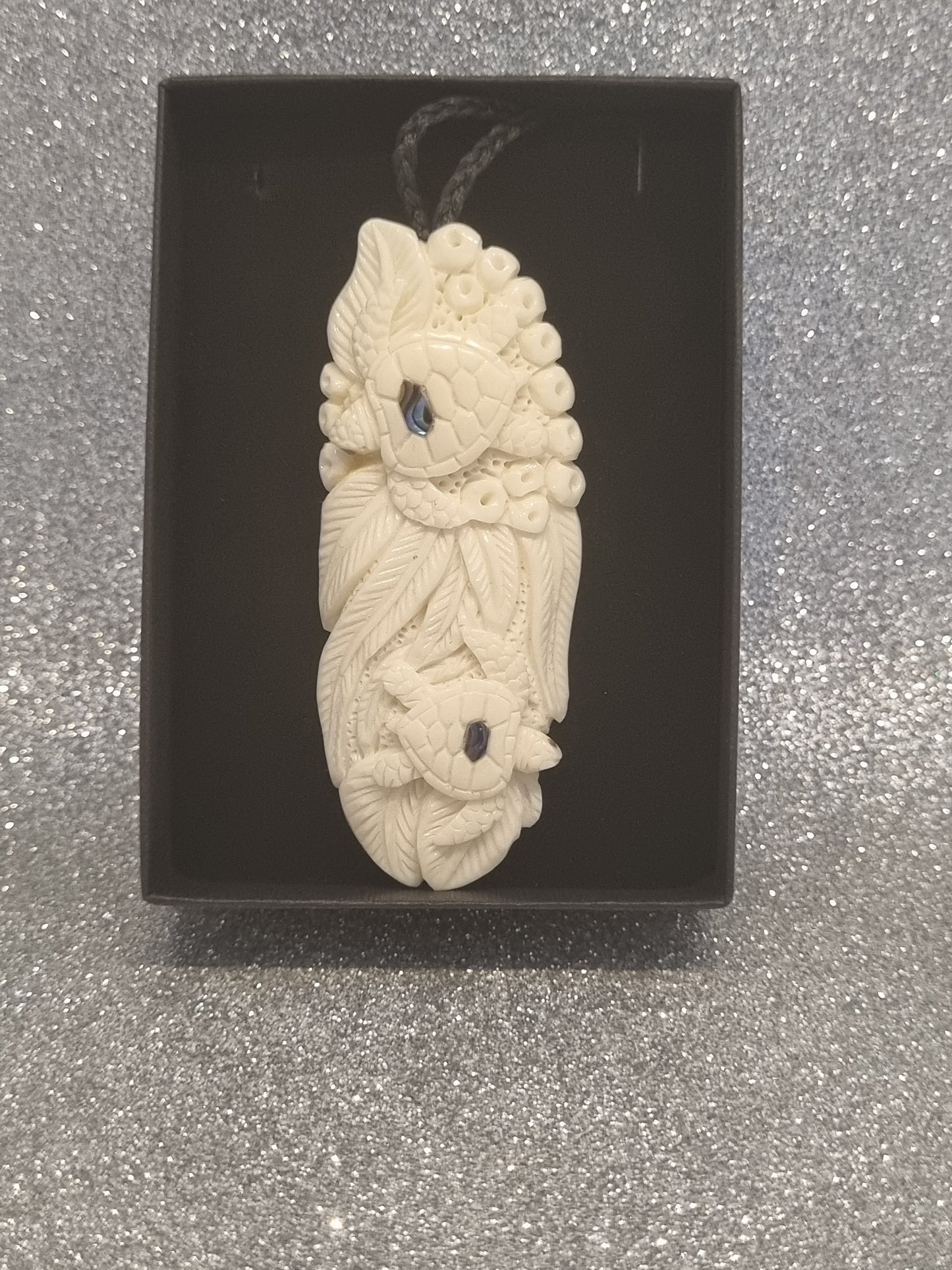 Turtle Bone Carving with Paua