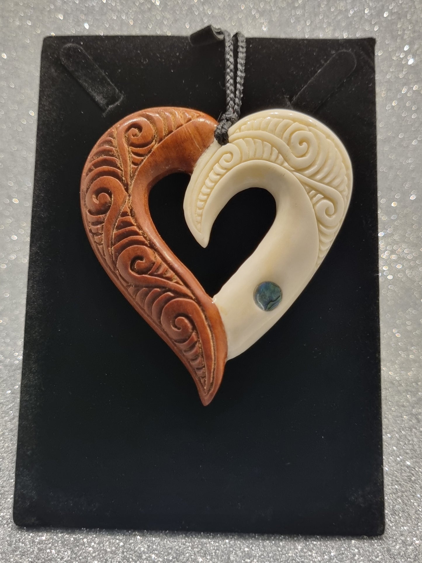 Heart Shape with Koru design (Bone/Wood) Carving
