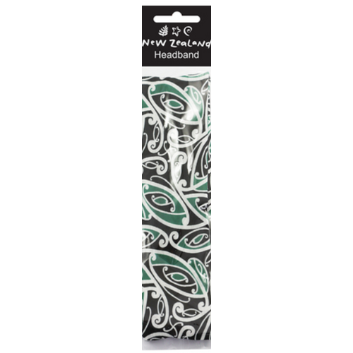 Māori Hairband Stretchy Green 6cm wide