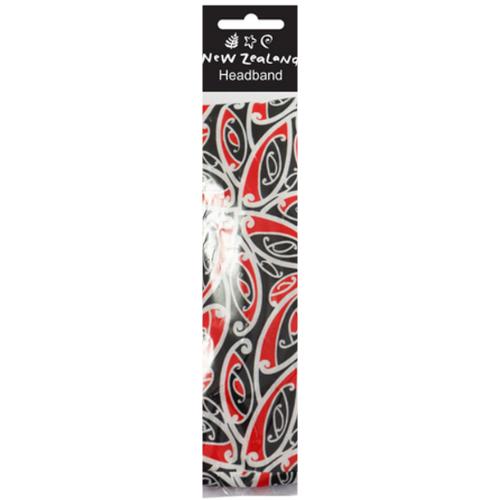 Māori Hairband Stretchy Red 6cm wide