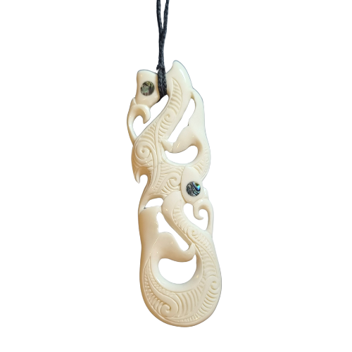Double Manaia Bone Carving
