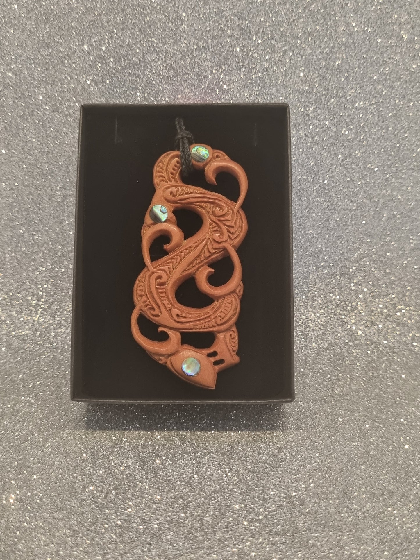 Triple Manaia Fish Hook Wood Carving